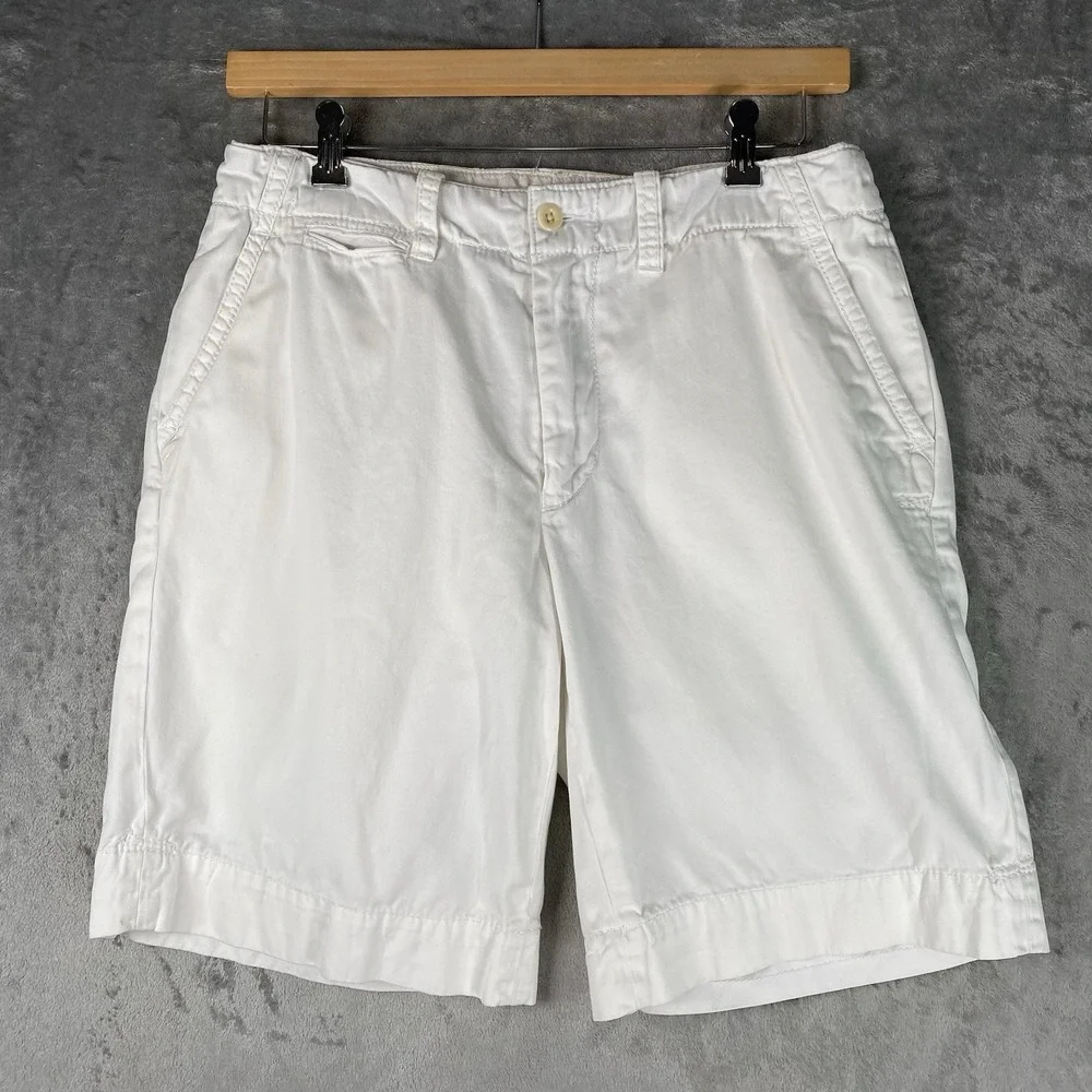 Vintage Polo Ralph Lauren Shorts Mens Size 33 White Chino Flat Front Preppy Golf
